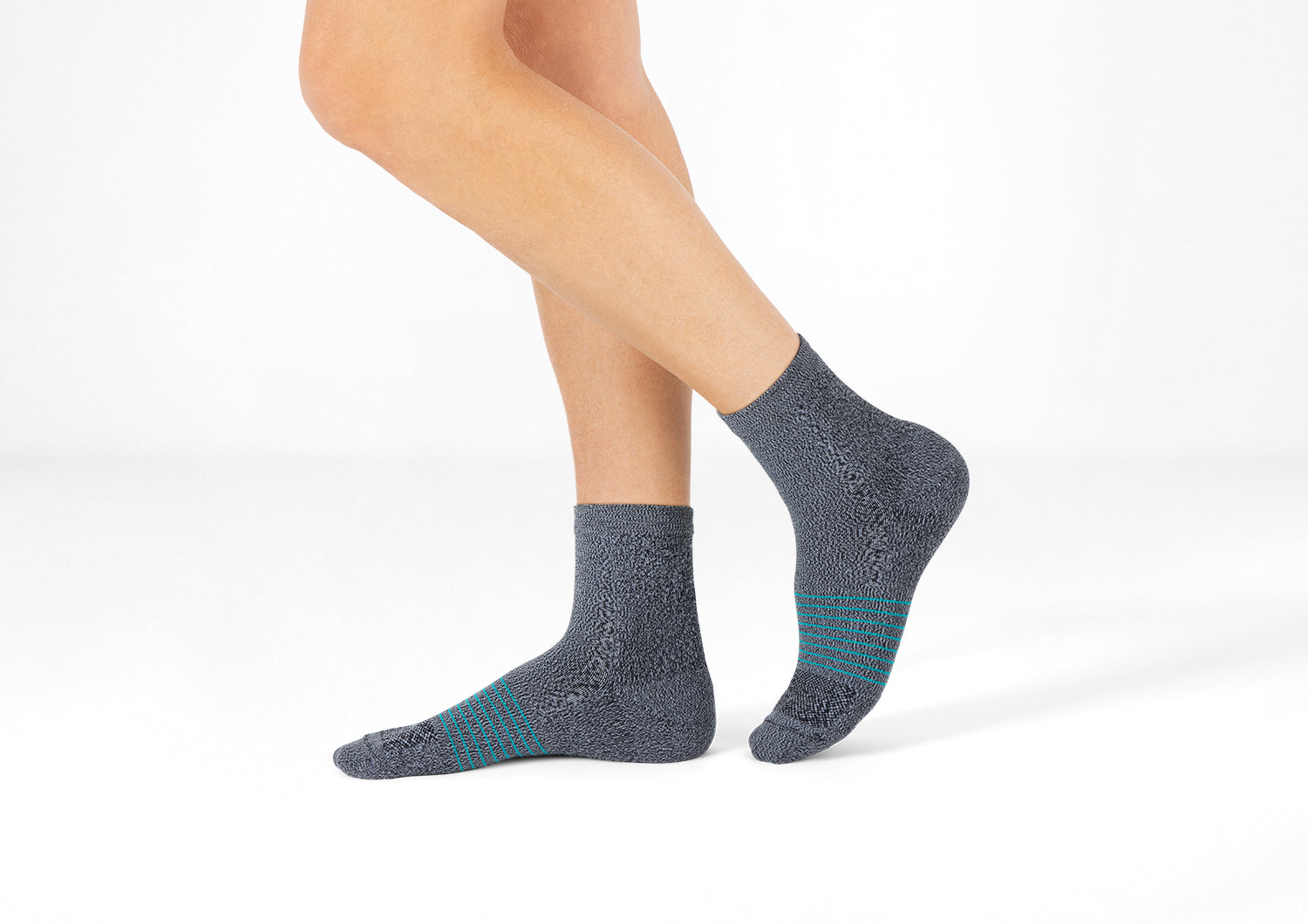 Compression Ankle Socks 20-30 mmHg - Gray/Teal Stripe